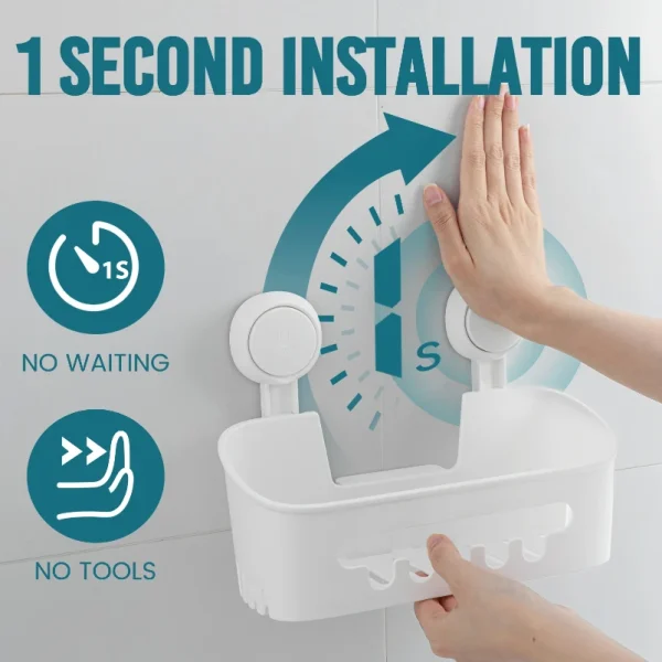 Shower Caddy Suction Cup Shower Shelf Suction Shower Basket Removable Powerful Shower Organizer Suction Bathroom Caddy 4