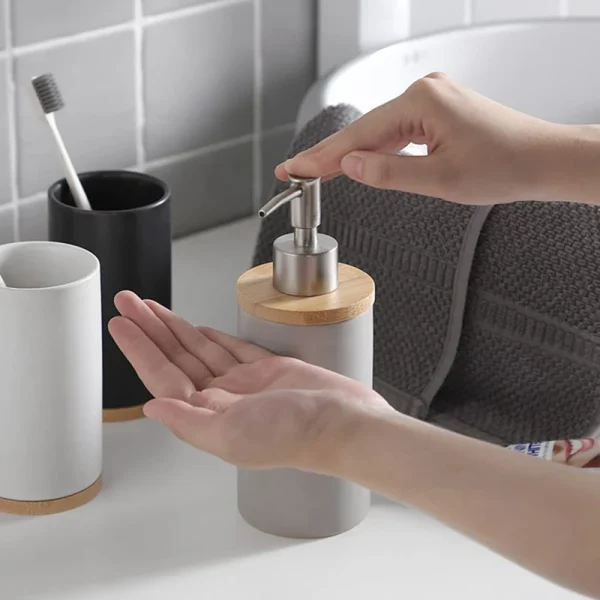 400Ml Ceramic Soap Dispenser, Nordic Style, Lotion Dispenser Soap Dispenser For Kitchen And Bathroom 4