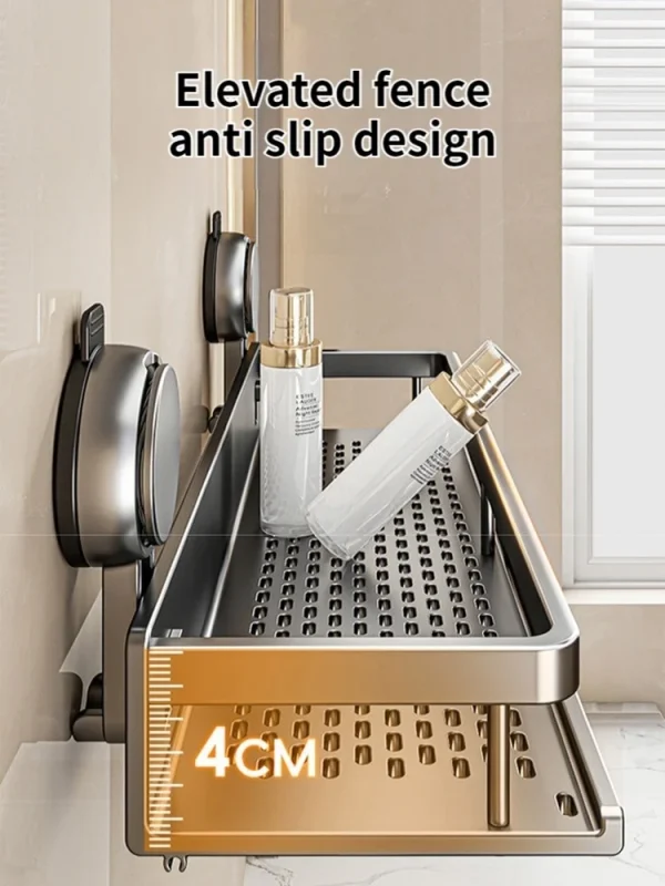 No Drill Bathroom Suction Cup Storage Shelf Storage Shelf Bathroom Perforation-Free Wall Hanging Vanity Toilet Triangle Basket R 4
