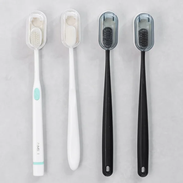 1-5Pcs Toothbrush Holders With Cover Punch-free Wall-mounted Toothbrush Holders Self-adhesive Dust-free Bathroom Storage Racks 3