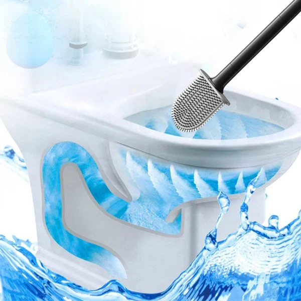 Deep-Cleaning Silicone Toilet Bowl Brush Long Handle Silicone Toilet Brush for Home Dormitory Bathroom Accessories 2