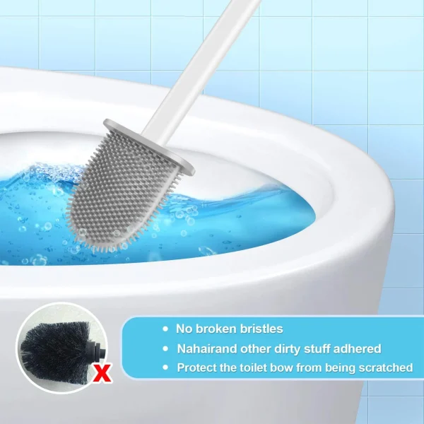 Deep-Cleaning Silicone Toilet Bowl Brush Long Handle Silicone Toilet Brush for Home Dormitory Bathroom Accessories 4