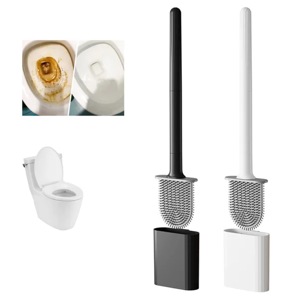 Deep-Cleaning Silicone Toilet Bowl Brush Long Handle Silicone Toilet Brush for Home Dormitory Bathroom Accessories 6