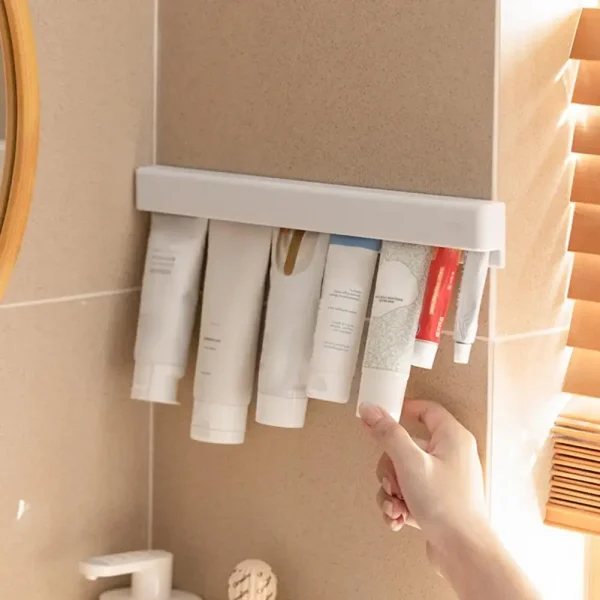 Wall Mount Bathroom LongToothpaste Holder Multifunctional Space-Saving Toothpaste Holder 1