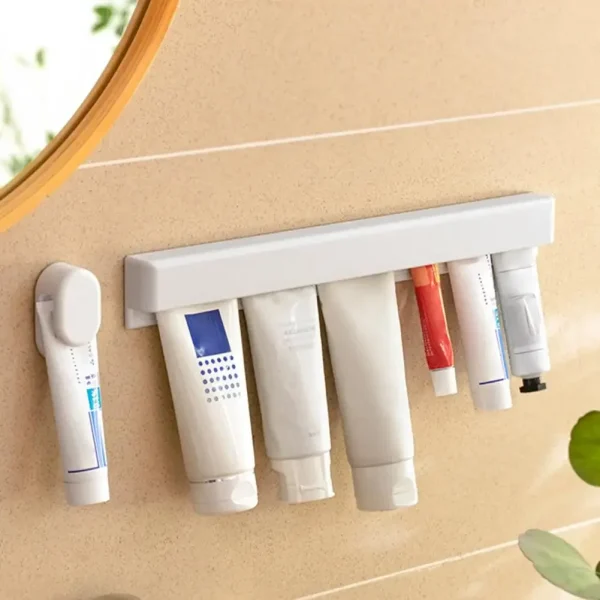 Wall Mount Bathroom LongToothpaste Holder Multifunctional Space-Saving Toothpaste Holder 2
