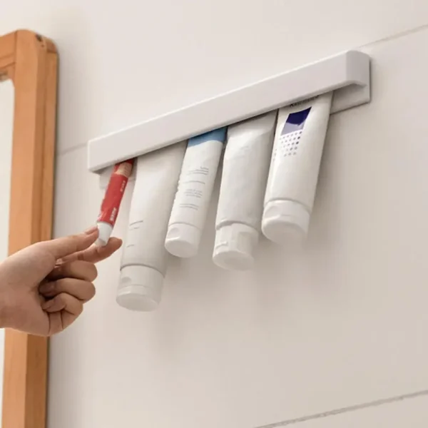 Wall Mount Bathroom LongToothpaste Holder Multifunctional Space-Saving Toothpaste Holder 3