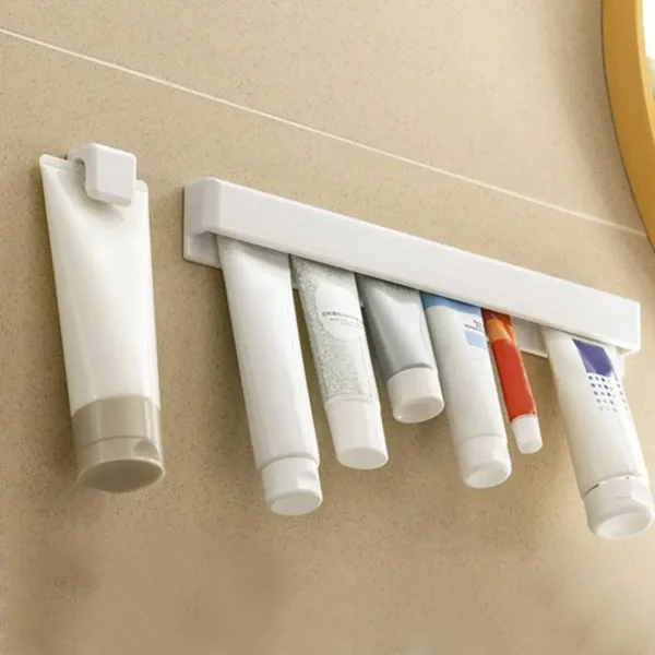 Wall Mount Bathroom LongToothpaste Holder Multifunctional Space-Saving Toothpaste Holder 4