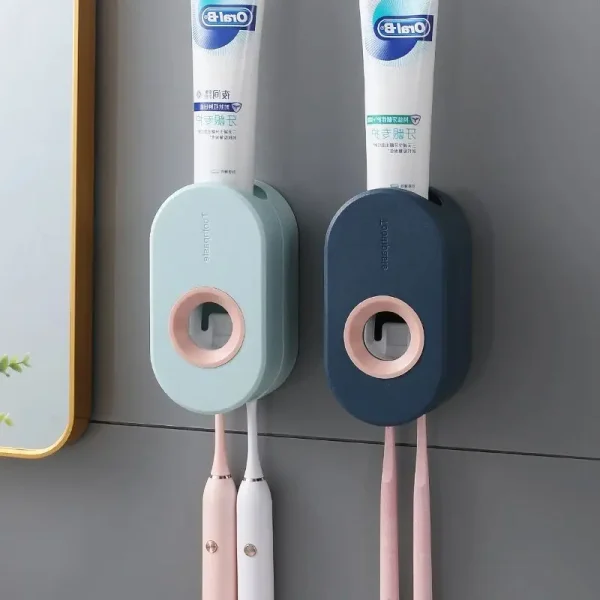 Automatic Toothpaste Dispenser Wall Mount Toothpaste Squeezer with Toothbrush Holder for Family Shower Bathroom Accessories 4