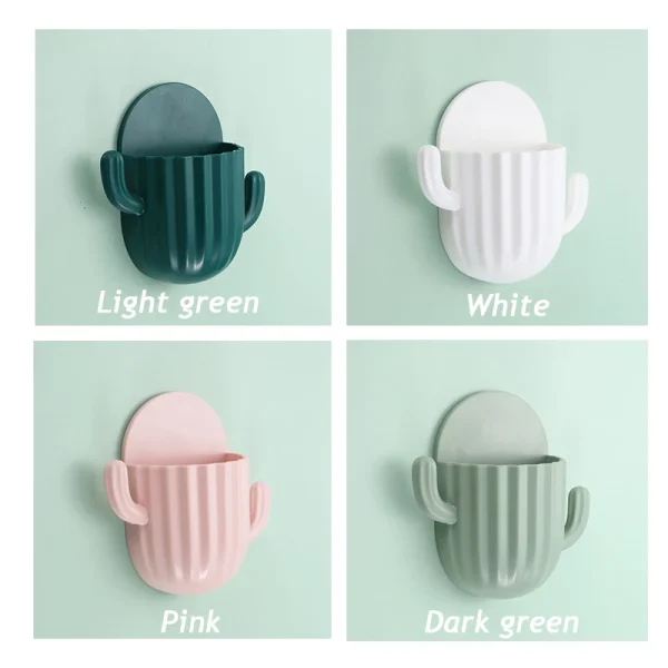 Wall Self-adhesive Storage Rack Toothpaste Holder  Brush Holder Cactus Storage Toothbrush Holder Wall  Bathroom Accessorie 5