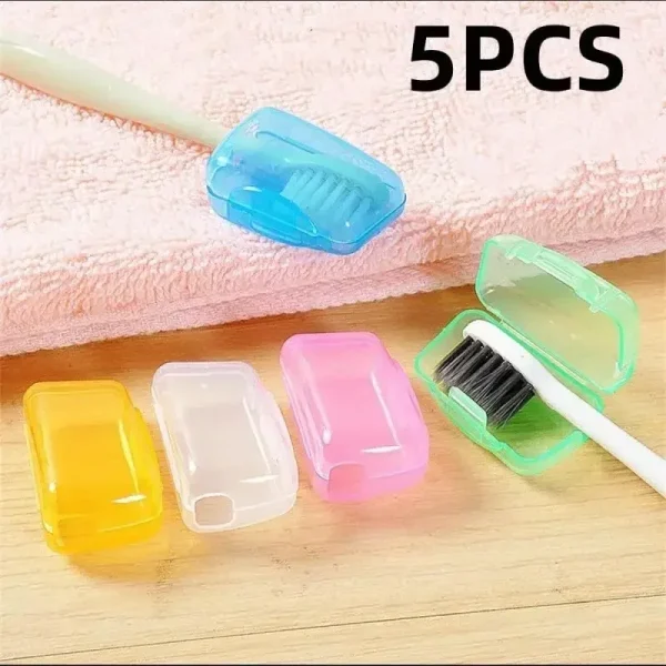 5pcs Case Travel Portable Toothbrush Head Protective Cover bathroom accessories bathroom organizer toothbrush storage 1