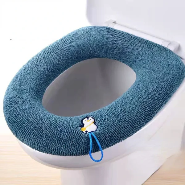 Winter Warm Toilet Seat Cover Mat Bathroom Toilet Pad Cushion with Handle Thicker Soft Washable Closestool Warmer Accessories 1