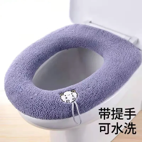 Winter Warm Toilet Seat Cover Mat Bathroom Toilet Pad Cushion with Handle Thicker Soft Washable Closestool Warmer Accessories 2