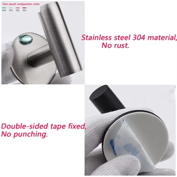 1/2PCS Adhesive Wall Hook Stainless Steel Robe Sticker Hooks Towel Coat Key Pants Hangers Bathroom Kitchen Storage Accessories 3