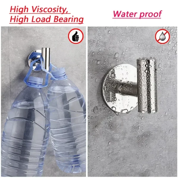 1/2PCS Adhesive Wall Hook Stainless Steel Robe Sticker Hooks Towel Coat Key Pants Hangers Bathroom Kitchen Storage Accessories 4