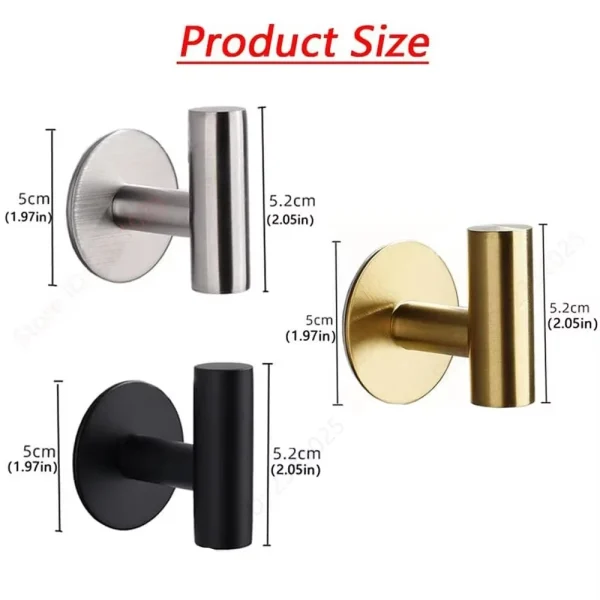 1/2PCS Adhesive Wall Hook Stainless Steel Robe Sticker Hooks Towel Coat Key Pants Hangers Bathroom Kitchen Storage Accessories 6
