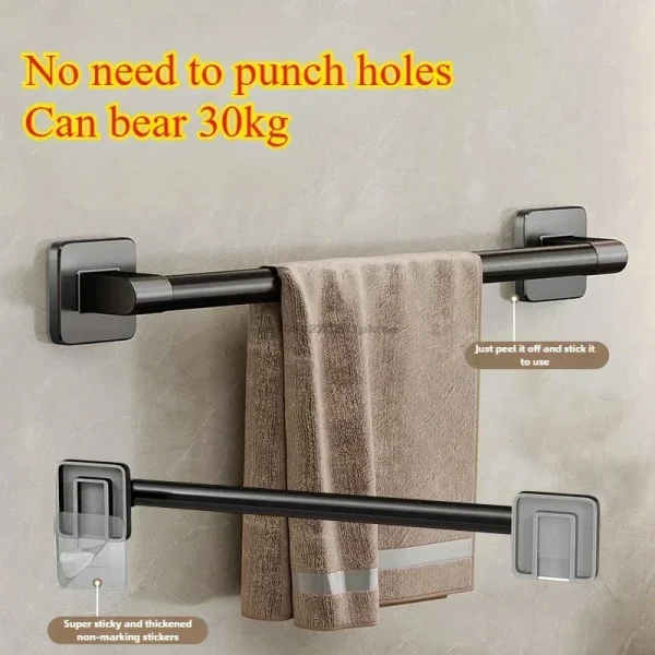 Wall Mounted Towel Rack Bathroom Storage Rack No Drilling Bathroom Horizontal Bar Towel Rack Kitchen Bathroom Accessories 1