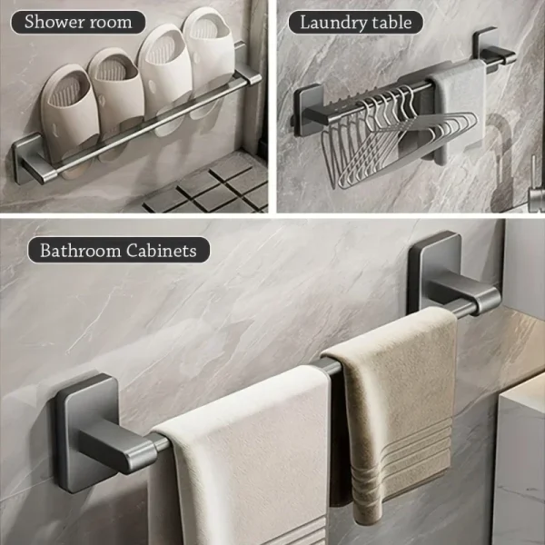 Wall Mounted Towel Rack Bathroom Storage Rack No Drilling Bathroom Horizontal Bar Towel Rack Kitchen Bathroom Accessories 5
