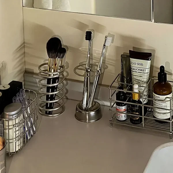 Stainless Steel Toothbrush Stand Toothpaste Holder Home Storage Orgnizer Kitchen Rack Bathroom Accessories Lazy Tube Squeezer 2