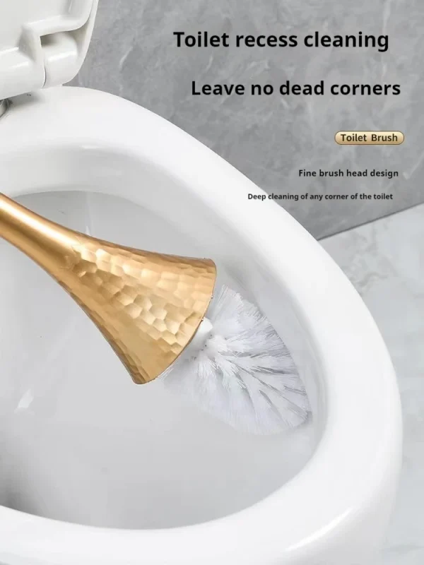 Luxury Gold Toilet Brush Set Replaceable Nylon Soft Bristle Brush Long Handle For WC Bathroom Accessories Cleaning Tools 2