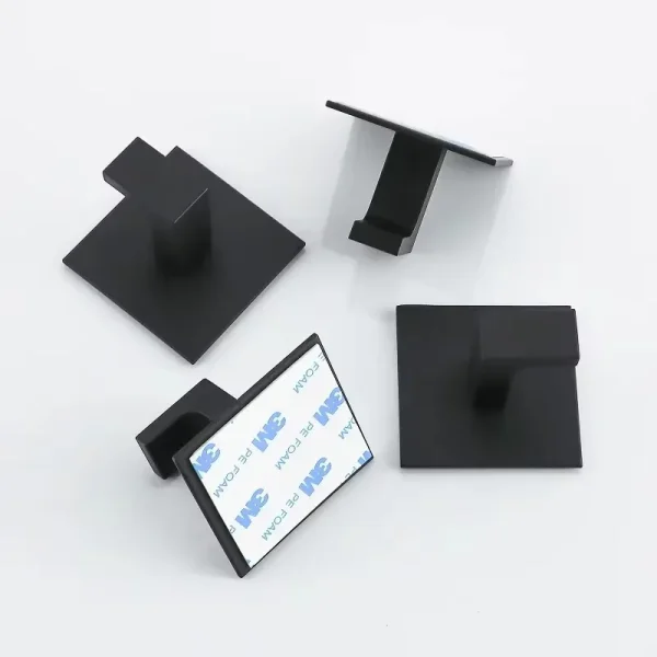 1-4pcs Bathroom Adhesive Wall Black Robe Hooks Towel Hook Coat Holder Keys Clothes Hanger Bathroom Kitchen Hardware Accessories 3