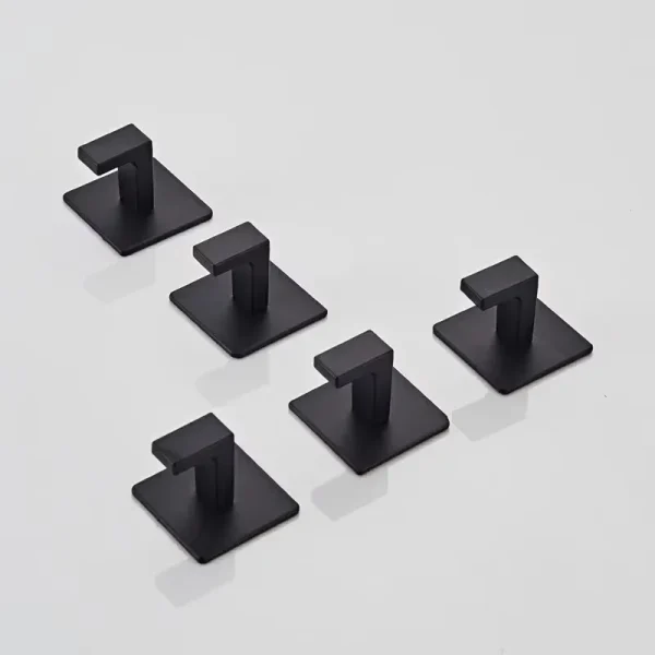 1-4pcs Bathroom Adhesive Wall Black Robe Hooks Towel Hook Coat Holder Keys Clothes Hanger Bathroom Kitchen Hardware Accessories 4