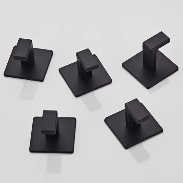 1-4pcs Bathroom Adhesive Wall Black Robe Hooks Towel Hook Coat Holder Keys Clothes Hanger Bathroom Kitchen Hardware Accessories 5