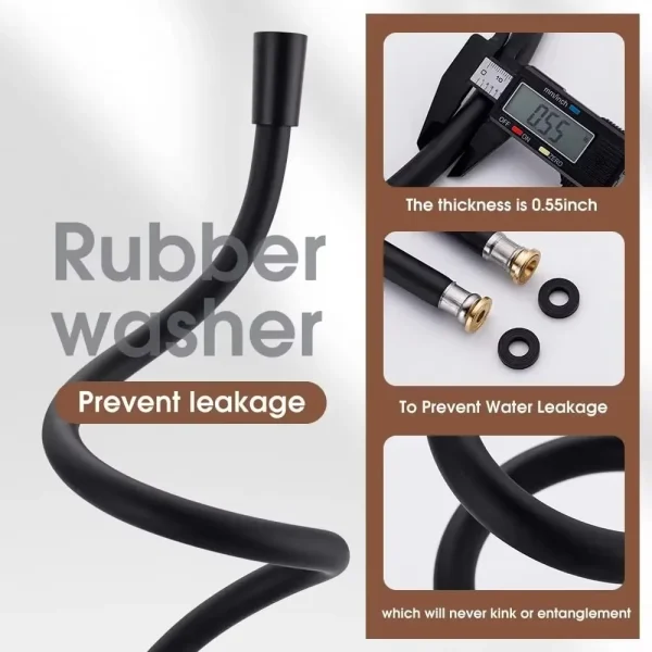 2m Black PVC Silicone Shower Head Hose Flexible Hose High Pressure Water Strong Multilayer Plumbing Bathroom Accessories 2