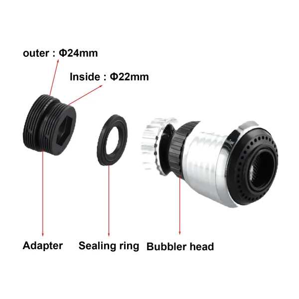 360 Degree Rotate Swivel Faucet Nozzle Filter Adapter Water Saving Tap Aerator Diffuser Bathroom Shower Bath Accessories 6