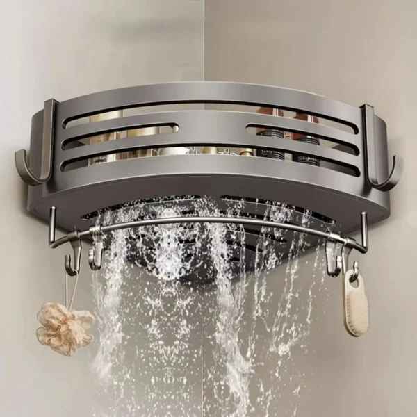 Aluminum Alloy Bathroom Shelves  Punch-free Thickened Tripod Wall-mounted Corner Shelf Bathroom  Accessories Shower Organizer 4