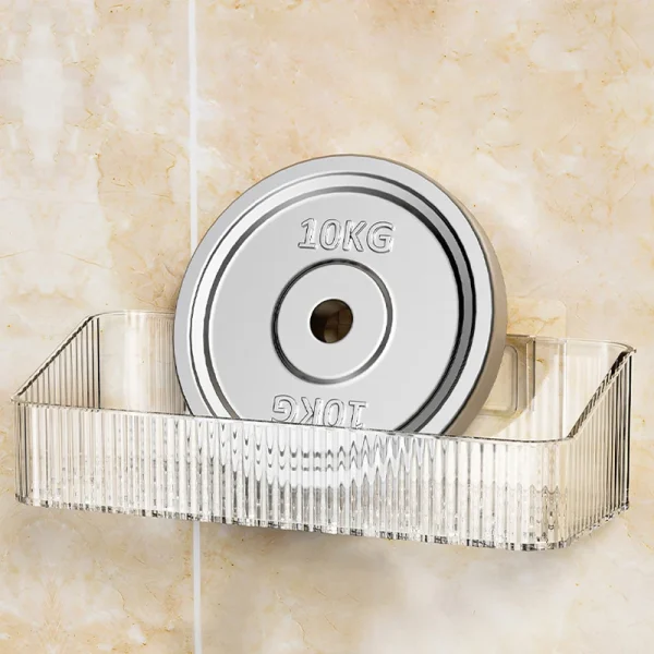 Wall Mounted Cosmetics Storage Rack No Hole Required Plastic Corner Wall Shelf Organizer Bathroom Accessories 5