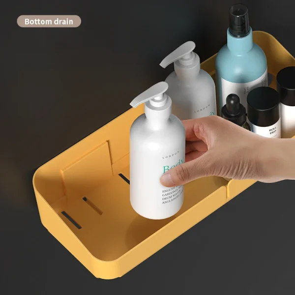 Self Adhesive Bathroom Shelves Wall Mounted Storage Rack Box Toilet Washstand Punch Free Shampoo Holder Bathroom Accessories 3