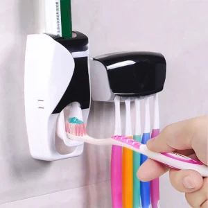 2025 Automatic Toothpaste Dispenser Wall Mount Dust-proof Toothbrush Holder Wall Mount Bathroom Accessories Set Squeezer 1