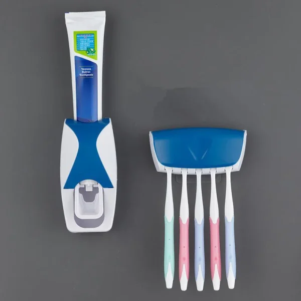2025 Automatic Toothpaste Dispenser Wall Mount Dust-proof Toothbrush Holder Wall Mount Bathroom Accessories Set Squeezer 4