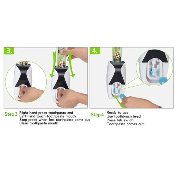 2025 Automatic Toothpaste Dispenser Wall Mount Dust-proof Toothbrush Holder Wall Mount Bathroom Accessories Set Squeezer 6