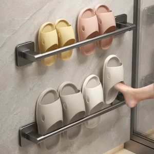 Bathroom Slipper Rack No Punching Wall Mounted Slipper Storage Rack Bedroom Shower Room Bath Slippers Hanger Babouche Organizer 1