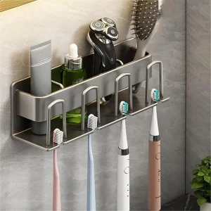Toothbrush Stand Rack Organizer Electric Toothbrush Wall-Mounted Holder No Drilling Space Saving Bathroom Accessories 1