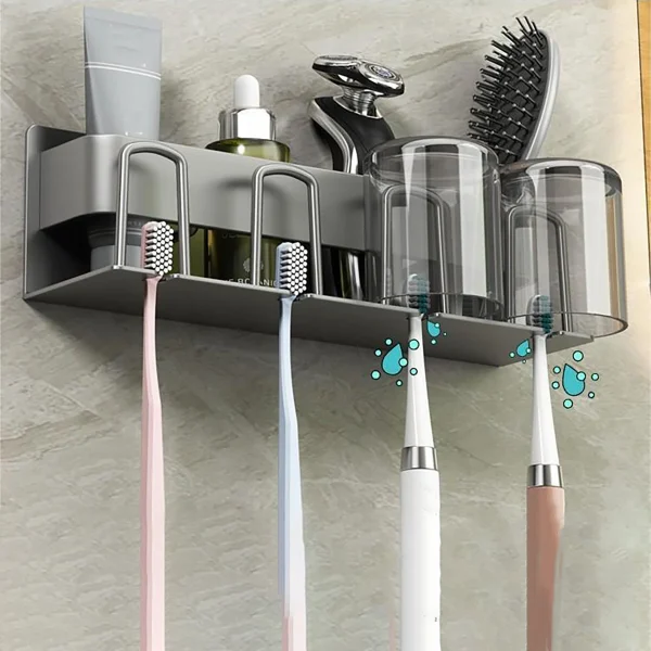 Toothbrush Stand Rack Organizer Electric Toothbrush Wall-Mounted Holder No Drilling Space Saving Bathroom Accessories 2