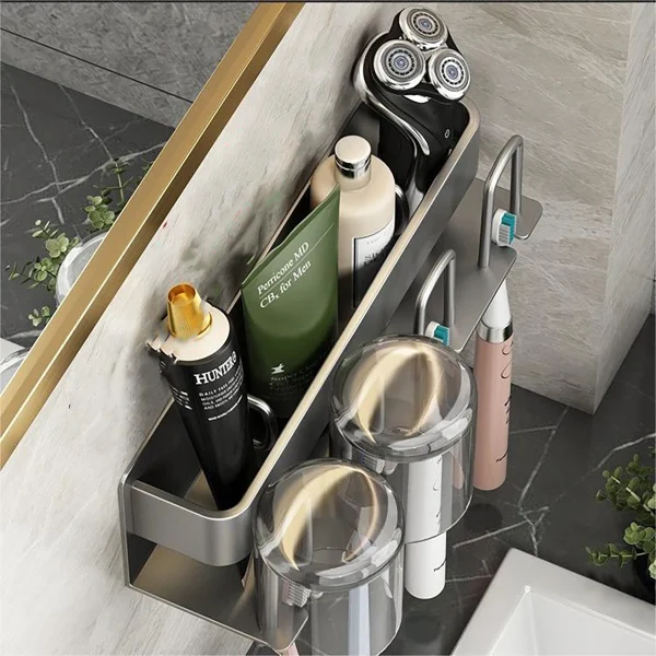 Toothbrush Stand Rack Organizer Electric Toothbrush Wall-Mounted Holder No Drilling Space Saving Bathroom Accessories 3