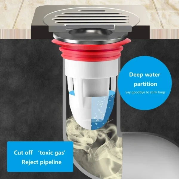 New Bath Shower Floor Strainer Cover Plug Trap Siphon Sink Kitchen Bathroom Water Drain Filter Insect Prevention Deodorant 5