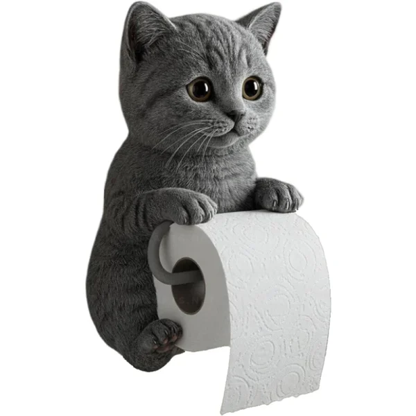 Cute 3D Cat Toilet  Paper Holder Wall-mounted Resin Cat Roll Paper Rack Bathroom Accessories 2