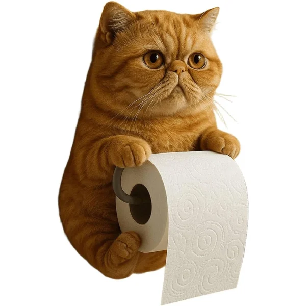 Cute 3D Cat Toilet  Paper Holder Wall-mounted Resin Cat Roll Paper Rack Bathroom Accessories 5