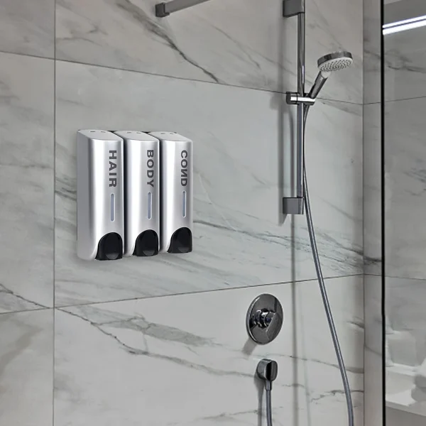 Triple 350ml Shower Bath Shampoo Dispenser Multi-Purpose Wall-Mount Heat-Resistant Large Capacity for Bathroom Accessories 5