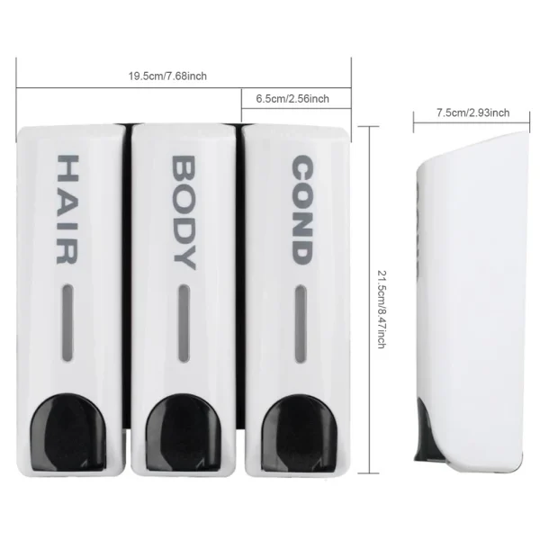 Triple 350ml Shower Bath Shampoo Dispenser Multi-Purpose Wall-Mount Heat-Resistant Large Capacity for Bathroom Accessories 6