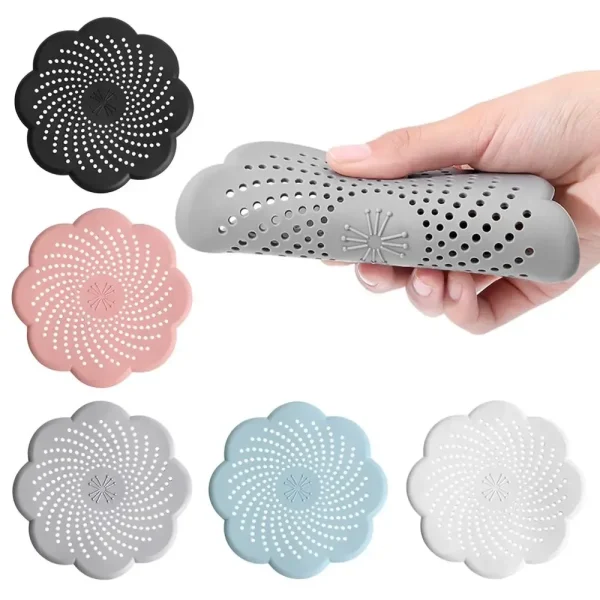 Flower Shape Silicone Floor Drain Cover Mesh Sink Strainer Anti-blocking Hair Clean Up Waste Catcher Kitchen Bathroom Accessory 1