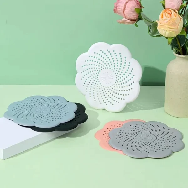 Flower Shape Silicone Floor Drain Cover Mesh Sink Strainer Anti-blocking Hair Clean Up Waste Catcher Kitchen Bathroom Accessory 4