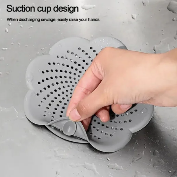 Flower Shape Silicone Floor Drain Cover Mesh Sink Strainer Anti-blocking Hair Clean Up Waste Catcher Kitchen Bathroom Accessory 5