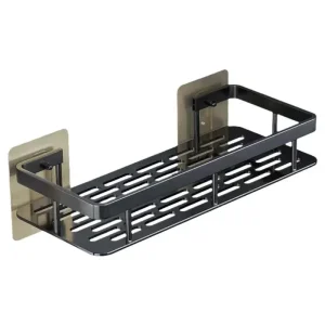 NoDrill Bathroom Storage Shelf Bathroom Perforation-free Square Basket Washstand Space Aluminum Storage Rectangular Wall Hanging 1