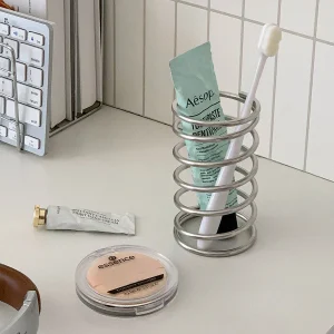 Stainless Steel Toothbrush Holder Metal Bathroom Accessories Tool for Toothpaste Makeup Brush Storage Rack Home Decoration 1