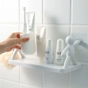 Bathroom Self-adhesive Shampoo Shelves Shower Towel Storage Rack Cosmetic Toilet Organizer Home Decor Kitchen PP Plastic Rack 1
