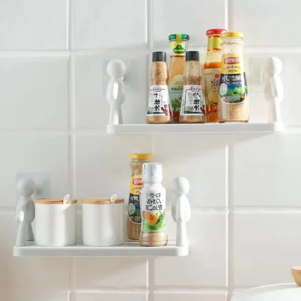 Bathroom Self-adhesive Shampoo Shelves Shower Towel Storage Rack Cosmetic Toilet Organizer Home Decor Kitchen PP Plastic Rack 2